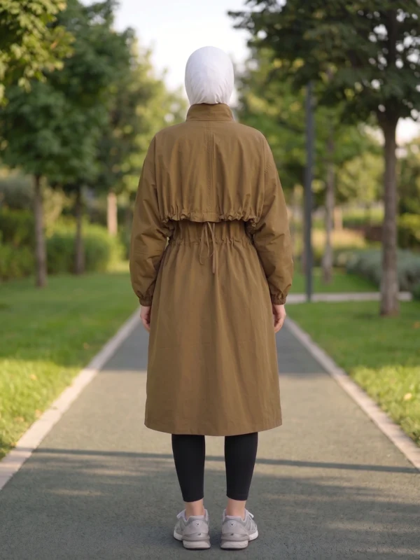 gathered waist trench