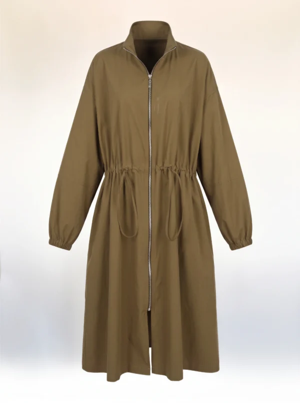 gathered waist trench